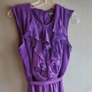 Soho Purple Sleeveless Dress w/ Ruffles & Belt